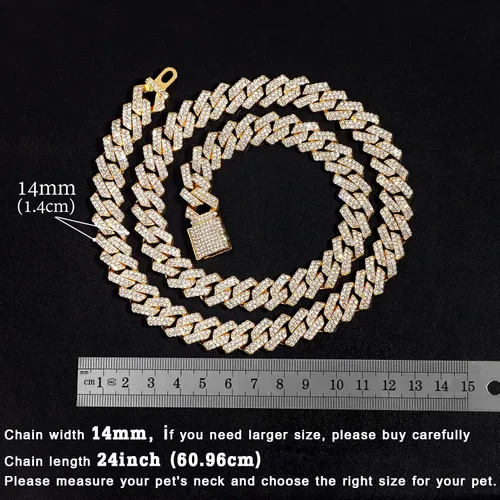 Miniatura 5 de Collar de Cadena para Perro Collar de Cadena de Metal para Caminar Collar de Eslabones Cubanos para Perro con Hebilla Segura 14MM Collares de Cadena