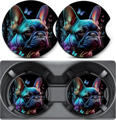 Miniatura 41 de Paquete de 2 posavasos para automóvil para portavasos, posavasos para portavasos de automóvil Trio Cats, tapete de goma antideslizante