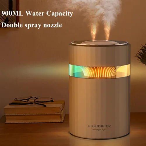 Miniatura 2 de Humidificador de doble boquilla humidificador de aire USB 900ML capacidad de agua Cool Mist Maker Fogger con luz nocturna colorida Humidificador Rosa