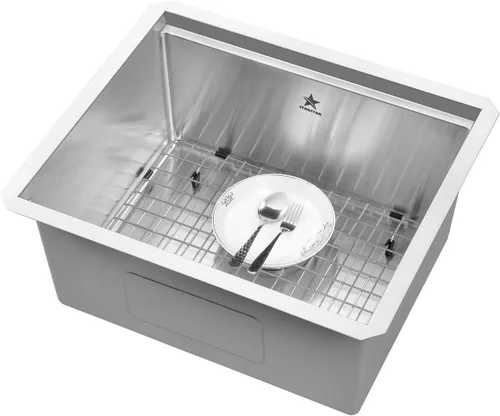 Miniatura 3 de STARSTAR Fregadero de cocina de acero inoxidable 304 con rejilla, colador de madera, tabla de cortar, colador con cesta (21 x 18 x 10)