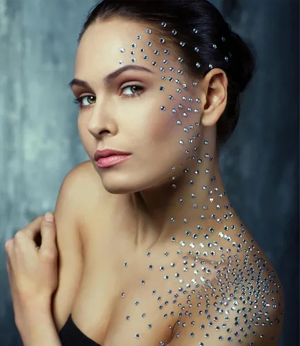 Miniatura 6 de 3 hojas de gemas de diamantes de imitación autoadhesivos para la cara, maquillaje, uñas, manualidades (negro)