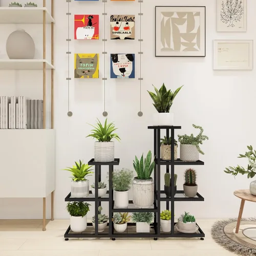 Miniatura 5 de Soporte de esquina para plantas de interior de 5 niveles y 16 macetas, soportes de metal para plantas de exterior, estante de flores, soportes