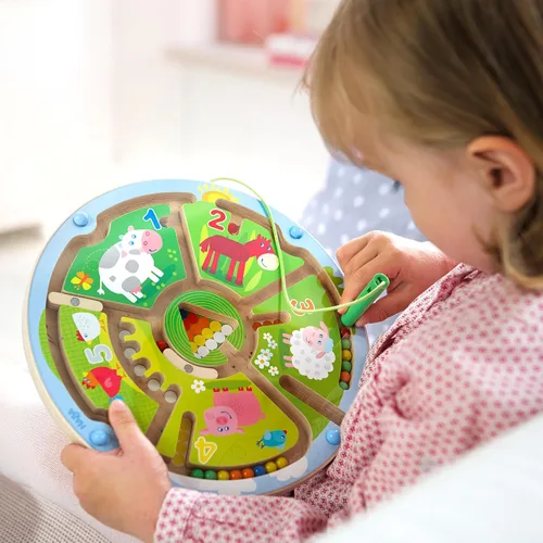 Miniatura 2 de HABA Tablero ocupado para niños de 2 a 4 años: juego de rompecabezas magnético de laberinto de números, juguetes de viaje para niños en edad
