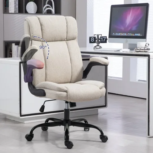 Miniatura 10 de Silla de oficina con respaldo alto, ergonómica, ejecutiva, silla de escritorio para computadora, cómoda tela, acolchada, sillas de escritorio