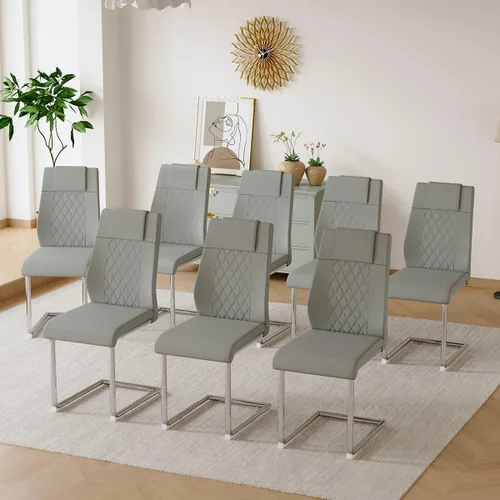 Miniatura 16 de gopop Juego de 4 sillas de comedor, modernas sillas de cocina y comedor con patas de metal galvanizado, sillas laterales tapizadas para comedor