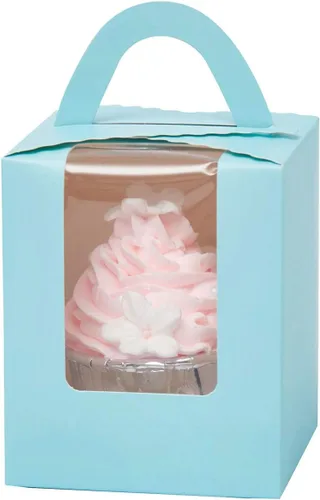 Miniatura 8 de qiqee Cajas individuales de cupcakes de Navidad, 50 unidades, cajas de magdalenas individuales con ventana 3.7 "3.7" x 4.5 " caja de magdalenas