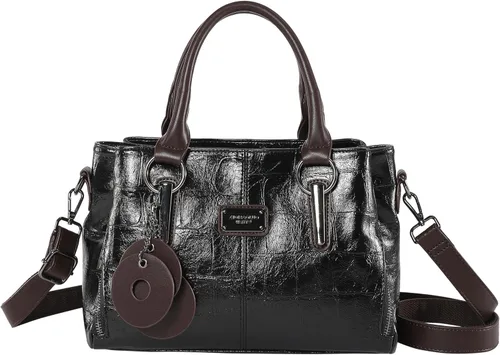 Bolsos y carteras para mujer, bolso de mano de cuero vegano para mujer, bolso de hombro, bolso de viaje con compartimentos