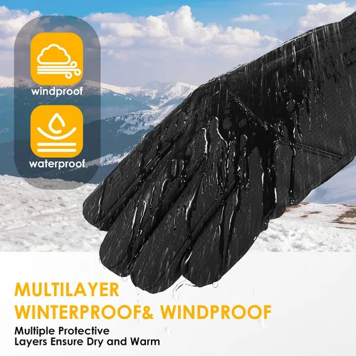 Miniatura 3 de Guantes de esquí de invierno para hombres y mujeres, impermeables, térmicos, ligeros para pantalla táctil, con agarre antideslizante para ciclismo