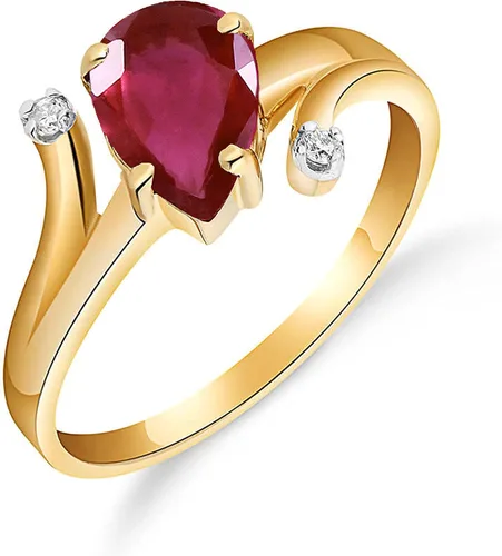 Miniatura 2 de Galaxy Gold GG Anillo de oro macizo de 18 quilates de 1,51 quilates con diamantes en forma de pera, Gema Metal, Rubí