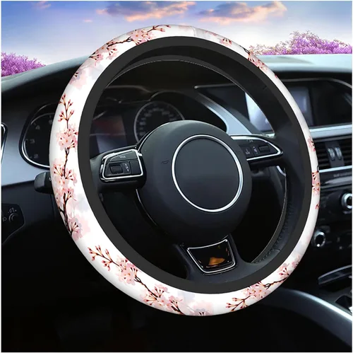 Miniatura 14 de Swono - Funda antideslizante para volante de conejito de Pascua, lindos conejos, mariposas, flores, rama a rayas, de neopreno, fundas para volante
