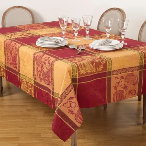 Miniatura 5 de SARO LIFESTYLE Camino de mesa jacquard de Acción de Gracias, diseño de cosecha de otoño, multicolor, 16 x 60 pulgadas