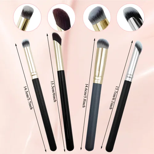Miniatura 2 de 4 brochas correctoras para debajo de los ojos, cepillo profesional de base para mezclar líquidos o polvos cosméticos en ángulo