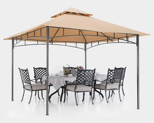 Miniatura 2 de ABCCANOPY Gazebos para patios 8x8 - Gazebo con marco de acero para exteriores para césped, patio trasero, jardín y terraza (beige)