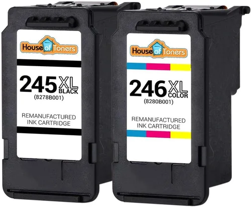 Miniatura 2 de Houseoftoners Paquete de 2 cartuchos de tinta remanufacturados de alto rendimiento de repuesto para Canon PG-245XL Negro y CL-246XL Color Pixma