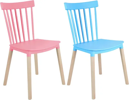 Miniatura 15 de DSW - Sillas de comedor de plástico modernas sin brazos con patas de madera para estar, dormitorio, cocina, comedor, sala de espera, restaurantes