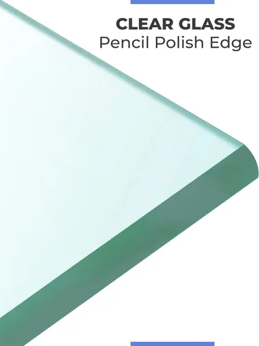 Miniatura 9 de Mantel rectangular transparente de vidrio templado de 24 x 48 pulgadas, borde pulido de lápiz de 3/8 pulgadas de grosor, resistente a los arañazos