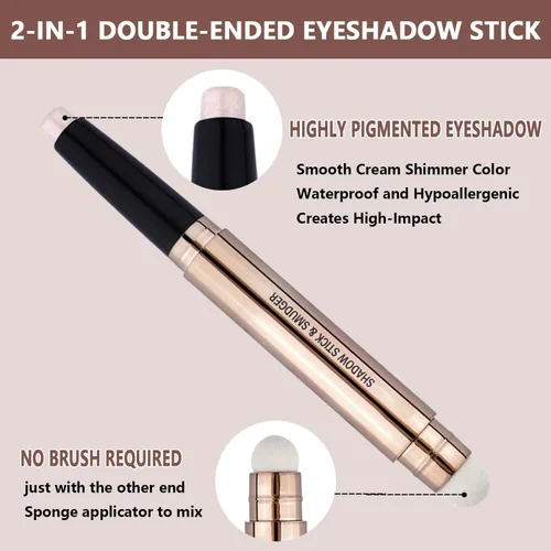 Miniatura 2 de Barra de sombra de ojos con primer de purpurina, paleta metálica mate, sombra de ojos en lápiz de crema brillante, suave, de larga duración, Samd