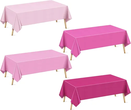 Miniatura 31 de Mantel rectangular de la serie azul y verde, 4 piezas, 54 x 72 pulgadas, color sólido, impermeable y a prueba de derrames, mantel de plástico