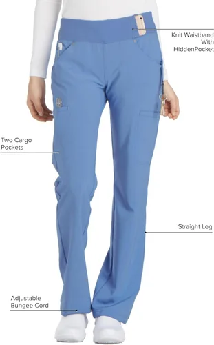 Miniatura 2 de Cherokee Pantalones Médicos para Mujeres de Tiro Medio Pierna Recta Pantalones de Uniforme Médico para Mujeres sin Cierre con 6 Bolsillos