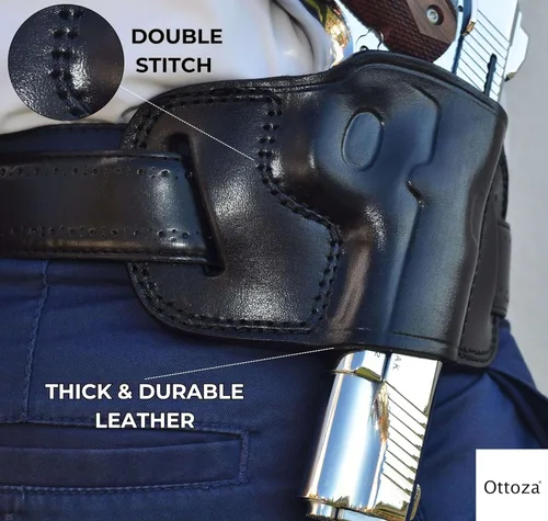 Miniatura 2 de Ottoza Funda de cuero hecha a mano derecha para pistola 1911 – Funda OWB para pistola 1911 se adapta a la mayoría de los modelos 1911 COLT – Kimber
