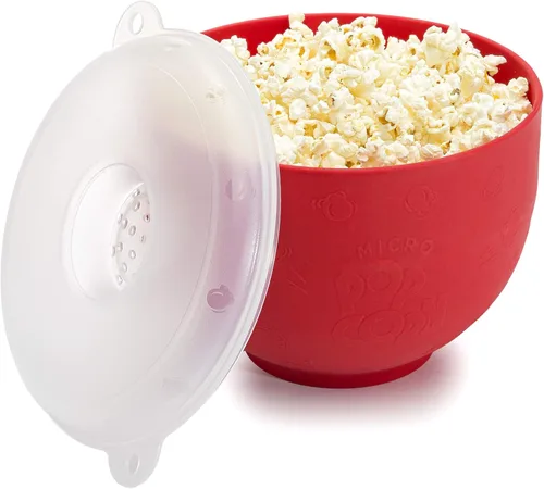 Goodful Palomitero de Silicona, Palomitero Plegable para Microondas con Aire Caliente, Tazón Hecho sin BPA, Rojo