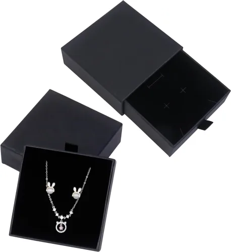 Nwvuop Paquete de 2 cajas de regalo de joyería para pulseras, collares, cajas de regalo pequeñas de 9 × 9 × 1.2 in para cajas de regalo de joyería