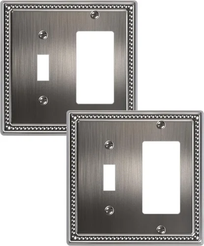 Miniatura 138 de Paquete de 4 placas de cubierta para interruptor de luz de palanca individual, cubiertas decorativas de perlas, placa de pared de metal almendra