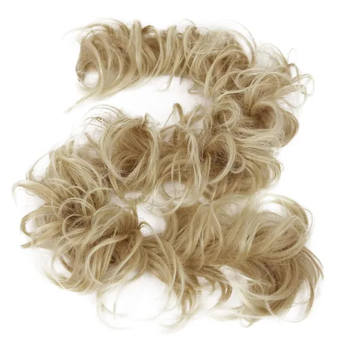 Miniatura 23 de CAISHA Postizo de Cabello, Envoltura de Cabello, Fibras Sintéticas Resistente al Calor, Rizado Desordenado, Recogido, Negro HW6