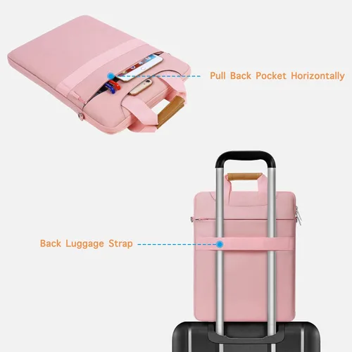Miniatura 7 de MOSISO Bolsa de hombro vertical para laptop, bolsas de computadora de 15 a 16 pulgadas compatibles con MacBook Air de 15 pulgadas/Pro de 16 Rosa