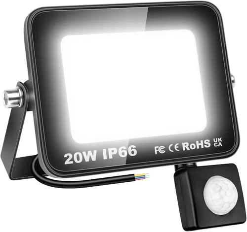 Miniatura 18 de Willpower Reflector LED con sensor de movimiento, luces de seguridad para exteriores de 10 W, 1000 lúmenes, lámpara exterior de 4000 K, luz blanca