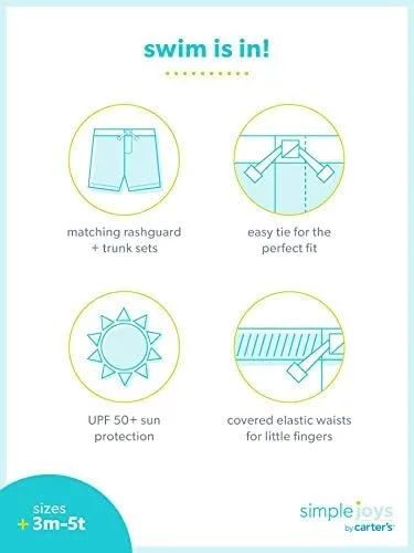 Miniatura 4 de Simple Joys by Carter's - Traje de baño para niños pequeños y bebés, juego con camiseta de protección y pantalones cortos