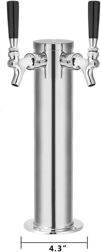Miniatura 2 de TMCRAFT Dispensador de torre de cerveza de barril de doble grifo, kit dispensador de torre de cerveza de acero inoxidable pulido con tubo premontado