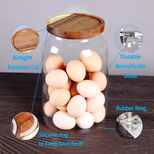 Miniatura 3 de SAIOOL Tarro para huevos, bote de cocina, tarros grandes de vidrio para almacenamiento de alimentos de 1 galón con tapa hermética, transparente