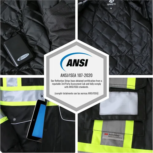 Miniatura 7 de JKSafety Chaqueta bomber reflectante de alta visibilidad con múltiples bolsillos, color fluorescente, ligera, cumple con ANSI Clase 3, Mediana