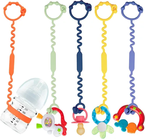 Correas de juguete para bebé, correas de juguete de silicona para cochecito, correas de seguridad de juguete para juguete, correas para taza con