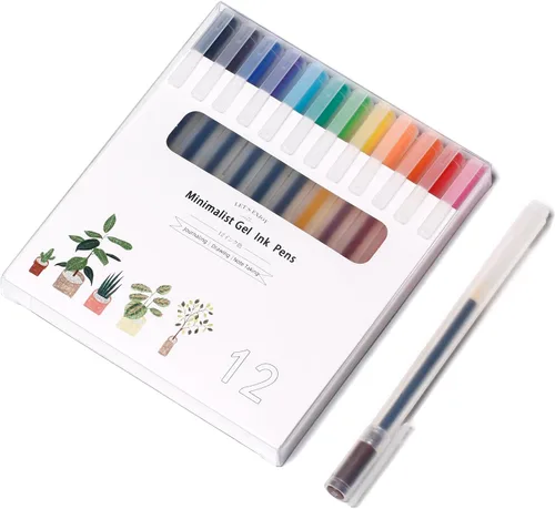 Miniatura 7 de XIZE SH Bolígrafos de gel minimalistas de estilo japonés de 0.5mm punta fina, paquete de 12, bolígrafos de tinta negra para suministros de papelería