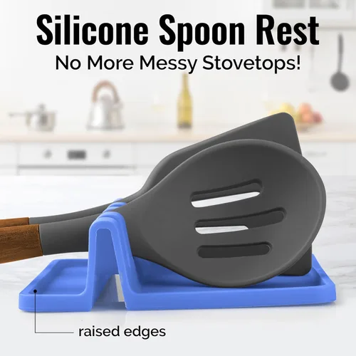 Miniatura 2 de Zulay Kitchen - Reposa utensilios de silicona con bandeja antigoteo para múltiples utensilios de cocina, sin BPA y resistente al calor; soporte