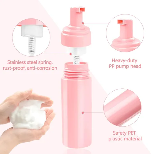 Miniatura 7 de Botella de espuma vacía rosa de 5.1 oz/5.1 fl oz, botella de espuma de viaje para jabón, champú, botella dispensadora de espuma de limpieza