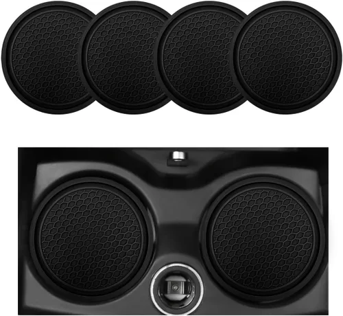 Miniatura 13 de Ohleats Juego de posavasos de 2 piezas para automóvil, impermeable en forma de panal de abeja, PVC antideslizante de 2.75 pulgadas, universal