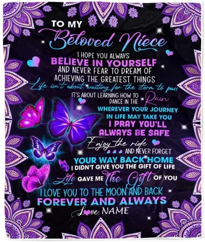 Miniatura 35 de Manta personalizada con texto en inglés «To My Niece», de Aunt Auntie Uncle Always Remember How Much I Love You Moon Butterfly Birthday Christmas