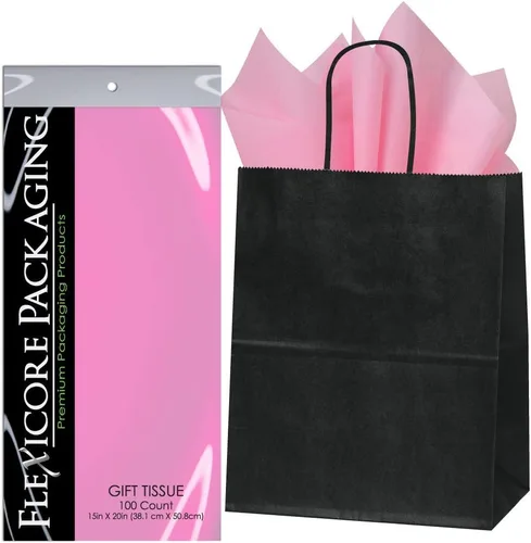 Miniatura 9 de Flexicore Packaging® Bolsas de regalo de papel kraft negro de 8 x 4.75 x 10.25 pulgadas + papel de seda de regalo (azul rey, 5 bolsas)