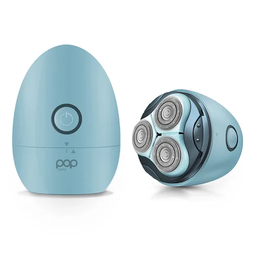 Miniatura 2 de Pop Sonic Moon Shaver (negro) - Afeitadoras faciales y corporales para hombres y mujeres - 3 cabezales giratorios flotantes con tapa extraíble