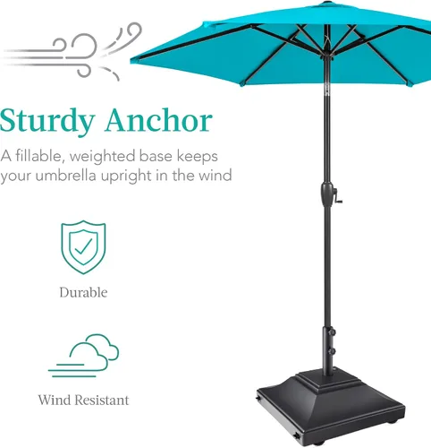Miniatura 3 de Best Choice Products Base de Sombrilla Móvil Rellenable, Base de Servicio Pesado, Soporte de Mercado Cuadrado Escalonado para Patio, Terraza, Negro