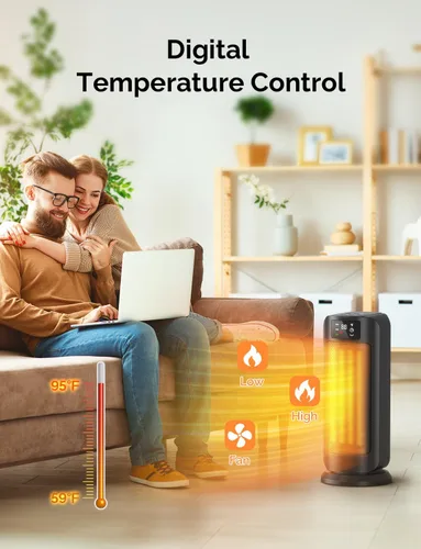Miniatura 2 de Calentadores de espacio para uso en interiores, calentamiento rápido de 1500 W, calentador de cerámica portátil con termostato, 4 modos