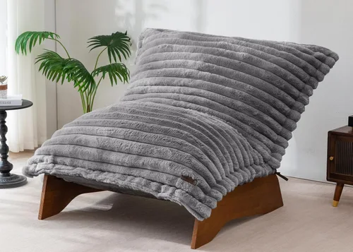 Miniatura 19 de MAXYOYO Silla ajustable para sala de estar, puf convertible y sillón reclinable con marco, cojín extraíble, tela de burbujas, suave tapizado