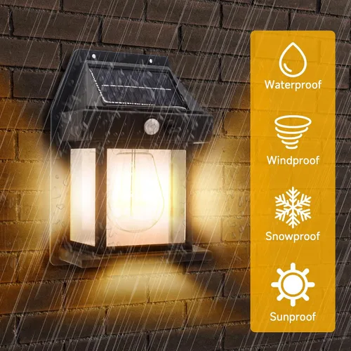 Miniatura 6 de Luces solares impermeables al aire libre, 3 modos de luz de seguridad con sensor de movimiento del atardecer al amanecer, luces de pared alimentadas