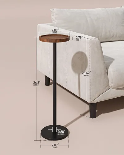 Miniatura 3 de KJGKK Mesa para bebidas, 11 pulgadas de diámetro, mesa auxiliar de pedestal pequeña, mesa de cóctel redonda, mesa auxiliar circular con base