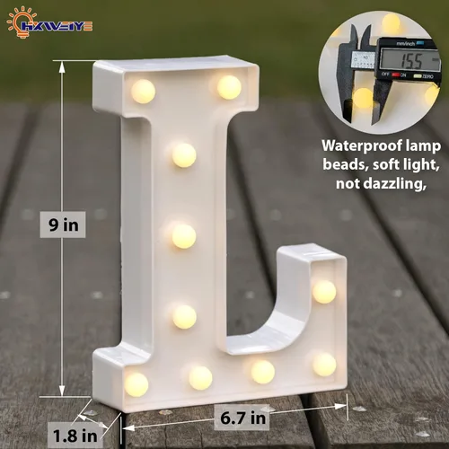 Miniatura 3 de HXWEIYE Letras iluminadas L, Letrero de luces LED con letras del alfabeto 26 y números 10, luces grandes para letras de fiesta de cumpleaños, barra