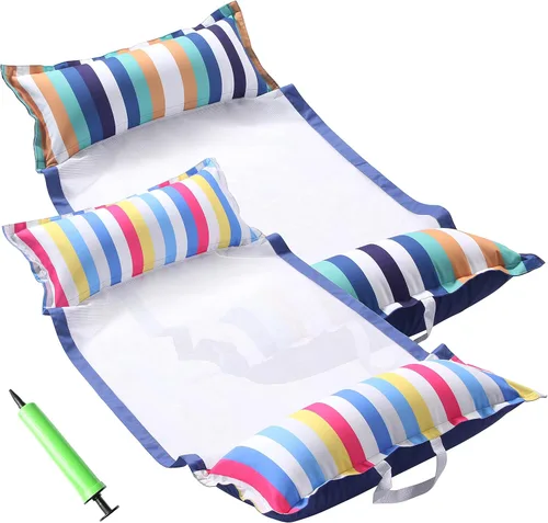 Miniatura 2 de FindUWill Hamaca flotante de tela para piscina, XL, paquete de 2 flotadores inflables multiusos para hamacas de agua