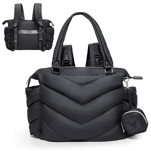 Miniatura 9 de Bolsa de pañales, mochila para pañales, bolsa de mano acolchada con funda para chupete, ligera mamá para hospital, hinchada con 10 bolsillos, bebé
